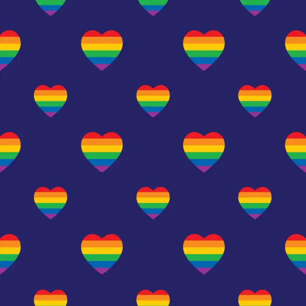 Vector illustration of Rainbow Hearts Seamless Pattern