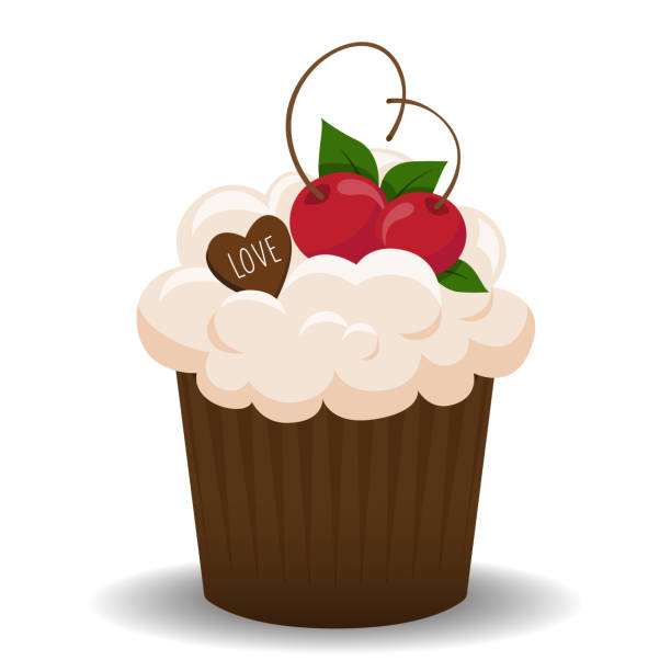 валентина кекс с шоколадом и вишней. - cherry valentine stock illustrations