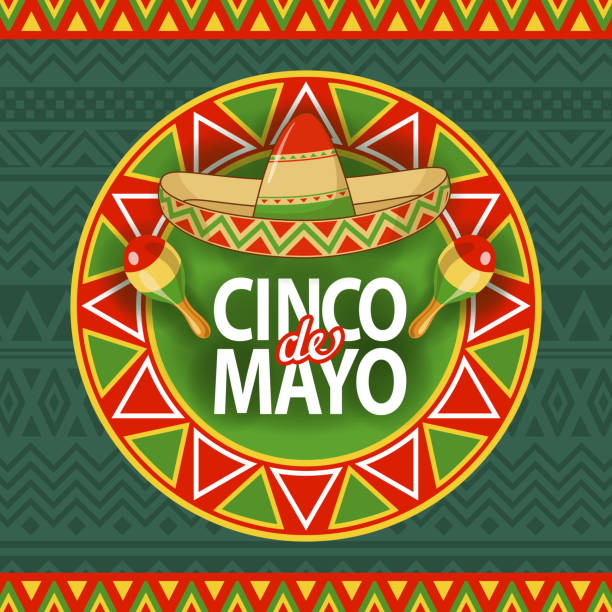 ilustraciones, imágenes clip art, dibujos animados e iconos de stock de celebración del cinco de mayo en sombrero - mexican culture cinco de mayo backgrounds sombrero