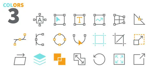 Vector illustration of Graphic Design Pixel Perfect Well-crafted Vector Thin Line Icons 48x48 Ready for 24x24 Grid for Web Graphics and Apps with Editable Stroke. Simple Minimal Pictogram Part 1-4