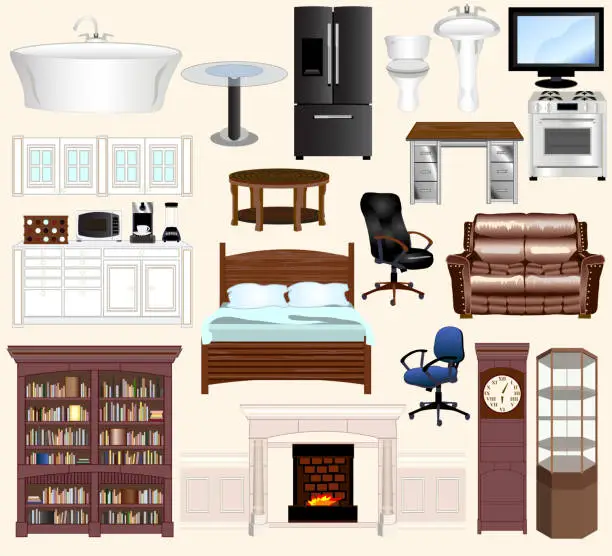 Vector illustration of Modern Furniture Vector Kit