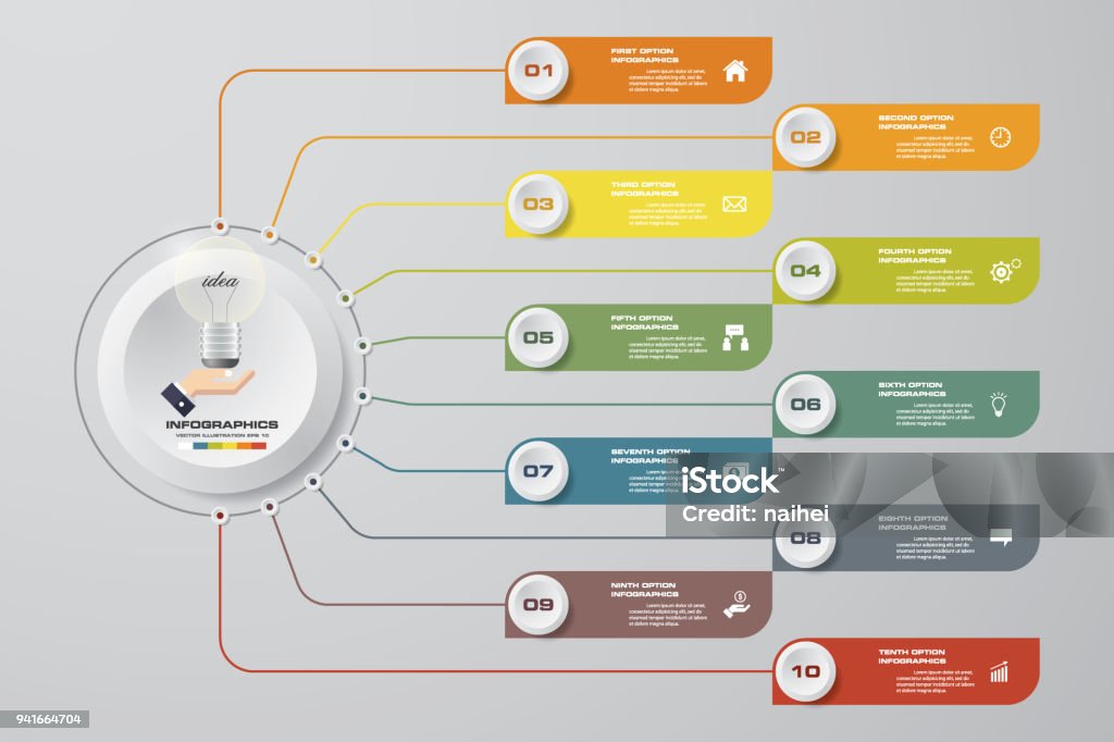 10 Step Visual Process Modern 10 Steps Process Simpleeditable Abstract Design Element Eps10 ...