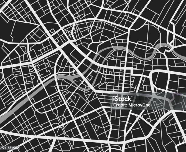 Ilustración de Blanco Y Negro De Viaje Mapa De La Ciudad Rutas De Transporte Urbano Vector Fondo De Cartografía y más Vectores Libres de Derechos de Calle