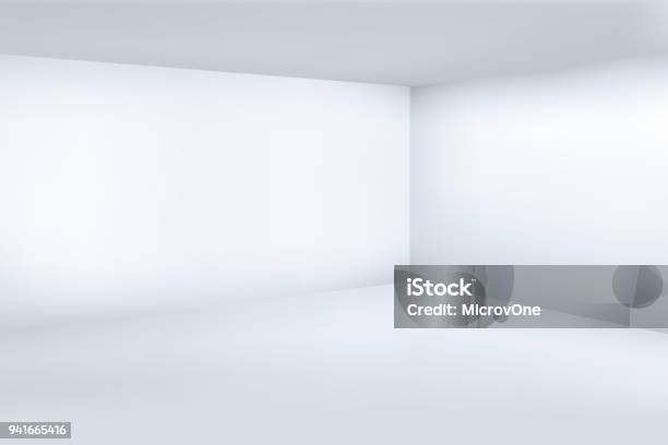空の白の 3 D のモダンな客室スペース クリーン コーナー ベクトル図で - 部屋のベクターアート素材や画像を多数ご用意 - 部屋, 白色, からっぽ