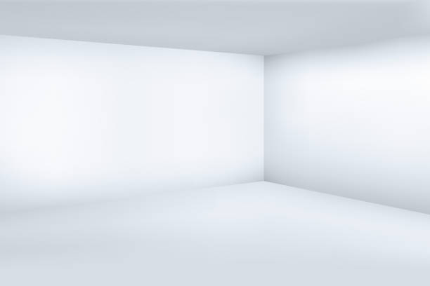 Empty white 3d modern room with space clean corner vector illustration Empty white 3d modern room with space clean corner vector illustration. Space room interior, empty floor and wall domestic room stock illustrations
