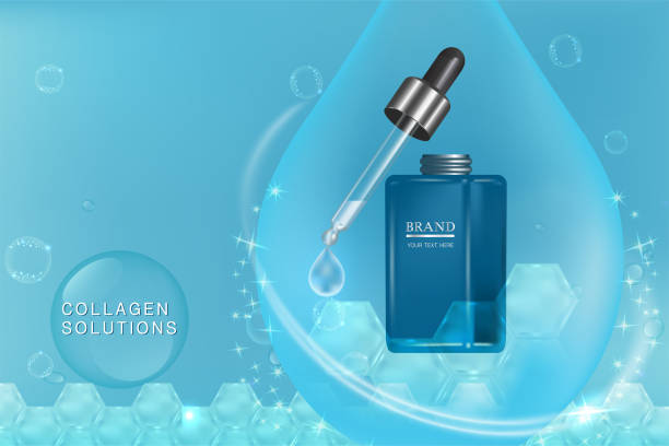 istock Blue cosmetic container with advertising background ready to use, luxury skin care ad 941665980