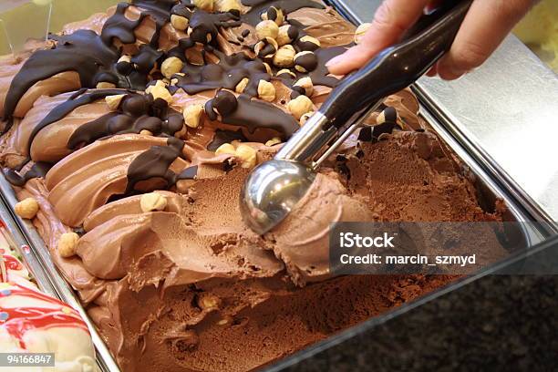 Chocolate Ice Cream With Scooper Stock Photo - Download Image Now - Ice Cream Parlor, Ice Cream, Serving Scoop