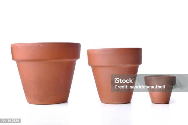 Little And Big Terra Cotta Pots Stock Photo - Download Image Now - Flower Pot, Terracotta, Jar