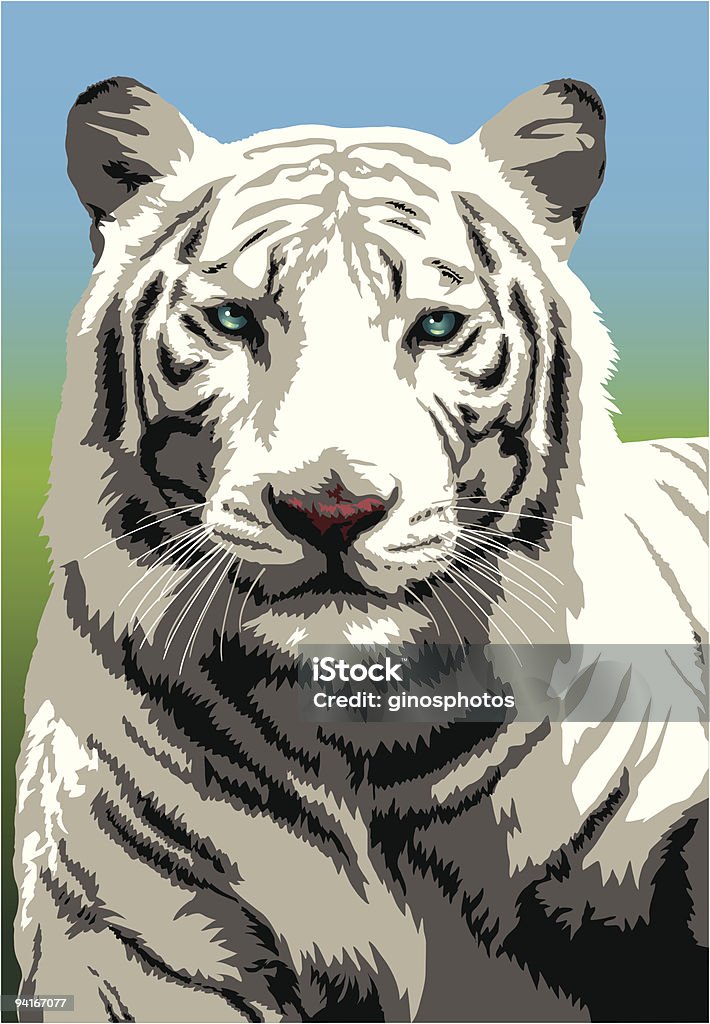 Белый Бенгальский тигр - Векторная графика Альбинос роялти-фри