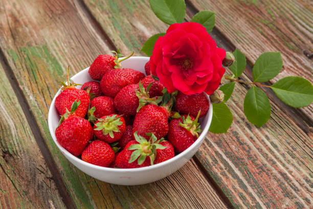 istock Fresh strawberry on wooden background,with copy space. 941674230