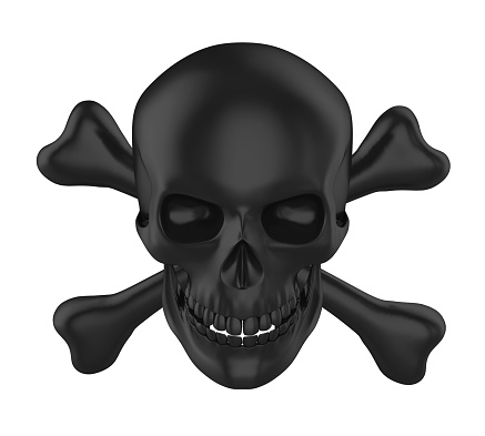 Skull and Crossbones isolated on white background. 3D render