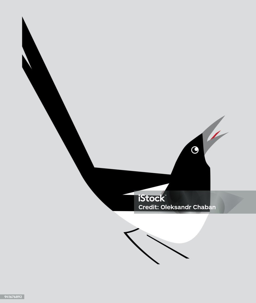 Image minimaliste de magpie - clipart vectoriel de Pie libre de droits