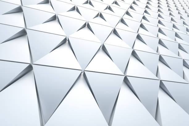 Abstract background of polygonal shape Abstract 3D minimalistic geometrical background of triangles white buildings stock pictures, royalty-free photos & images