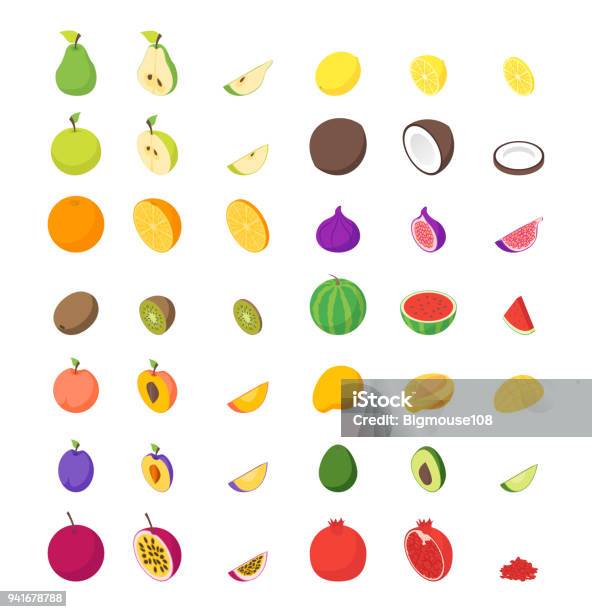 Fruits And Berries 3d Icons Set Isometric View Vector Stock Illustration - Download Image Now