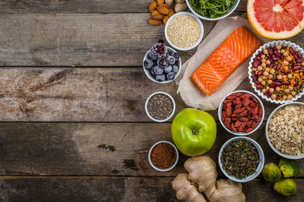 istock Selection of superfoods on rustic background 941683318