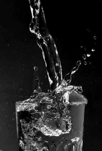 water splash glass black