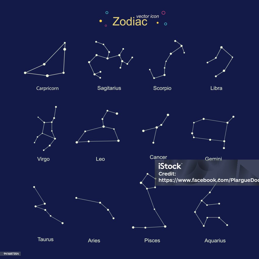 Zodiac symbols modern style. - Royalty-free Constelação arte vetorial