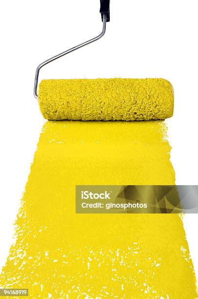 Rolo De Tinta Amarela - Fotografias de stock e mais imagens de Amarelo - Amarelo, Branco, Bricolage