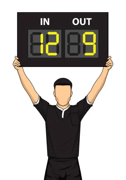 Vector illustration of Football referee shows the number display