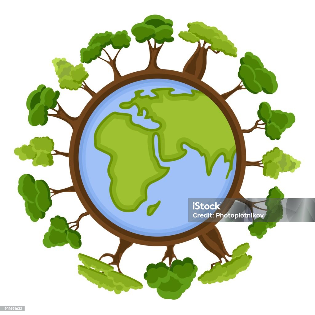 Khái Niệm Sinh Thái Với Eco Earth Xanh Và Cây Cối Hoạt Hình Trái ...