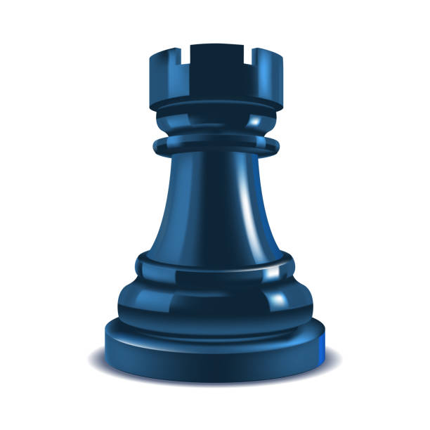 Realistic 3d Chess Rook. Vector Realistic 3d Chess Rook Closeup View Gaming Figure for Strategic Business Game or Hobby Leisure. Vector illustration of Tower Shape Chessboard chess rook stock illustrations