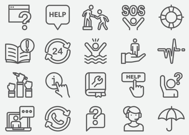 Help and Support Line Icons Help and Support Line Icons guidance support stock illustrations