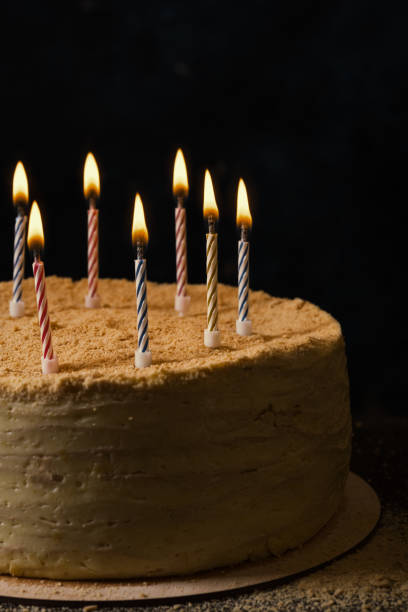 istock Traditional napoleon cake with candles 941711142