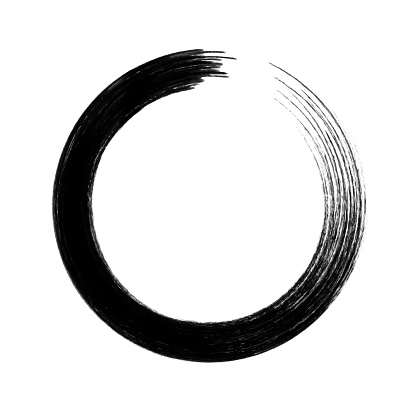 Vector circle brush stroke isolated on white background