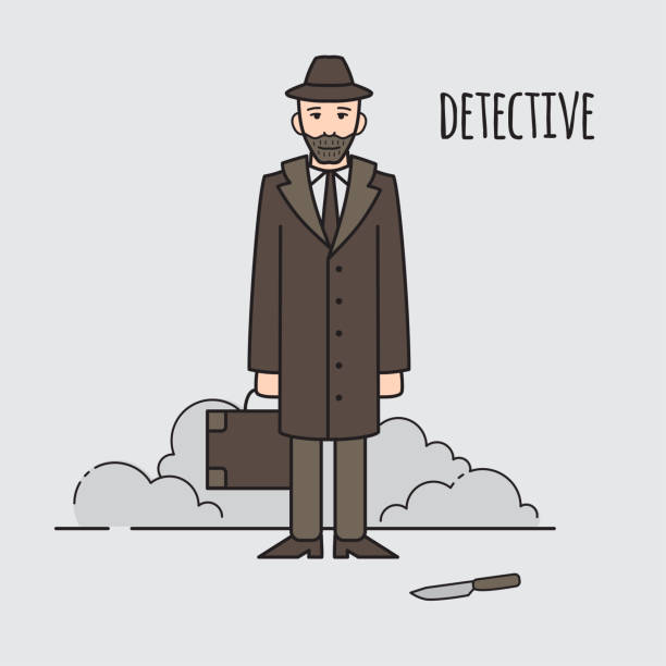 ilustrações de stock, clip art, desenhos animados e ícones de detective occupation character design, cartoon line style. design elements and icons. man character. - snooper