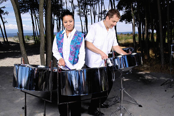 Steel Drum Duet  steel drum stock pictures, royalty-free photos & images