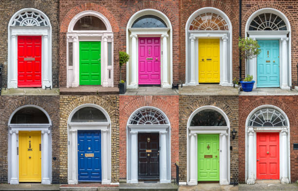 Colorful collection of doors in Dublin, Ireland Colorful collection of doors in Dublin, Ireland georgian style photos stock pictures, royalty-free photos & images