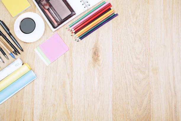 istock Contemporary office desk with items 941719170