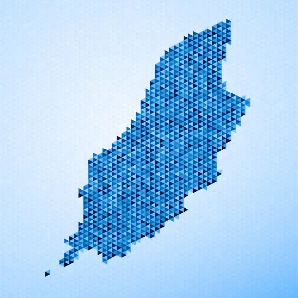 Vector illustration of Isle Of Man Map Triangle Pattern Blue