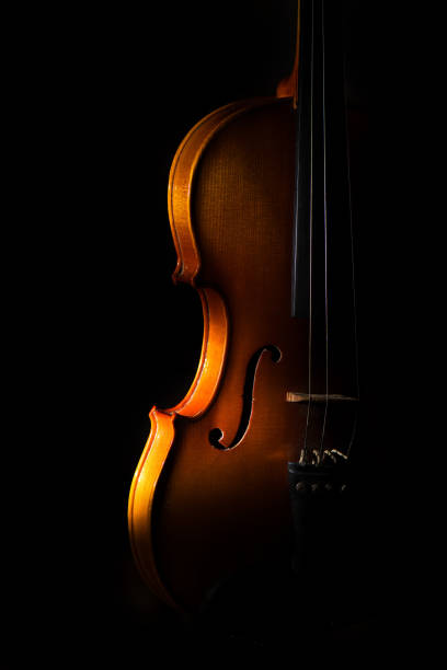 istock Violin detail on a black background between light or shadows 941736506