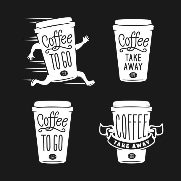 ilustrações, clipart, desenhos animados e ícones de conjunto de café ir emblemas. leve rótulos de café. ilustração em vetor vintage. - coffee espresso retro revival coffee cup