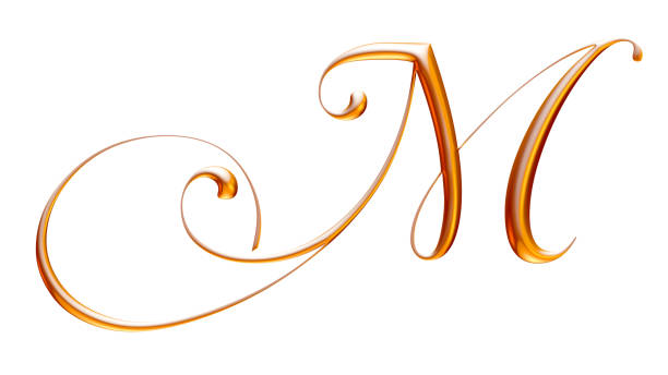 istock Golden alphabet, letter M, white background, beveled gold effect, 3d illustration 941737002