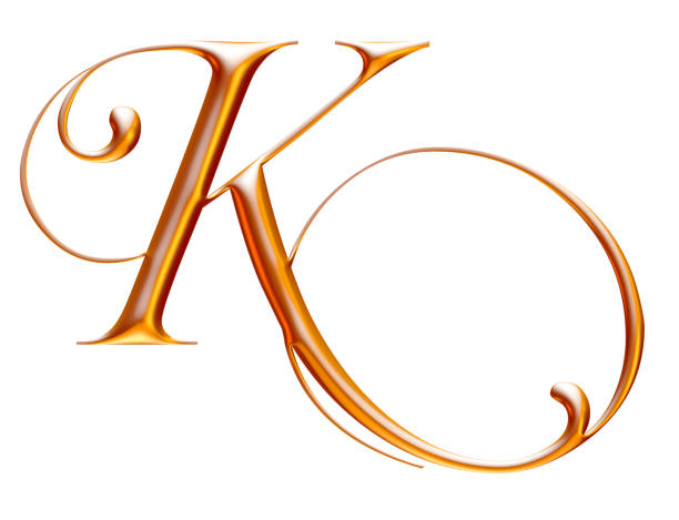 istock Golden alphabet, letter K, white background, beveled gold effect, 3d illustration 941737052