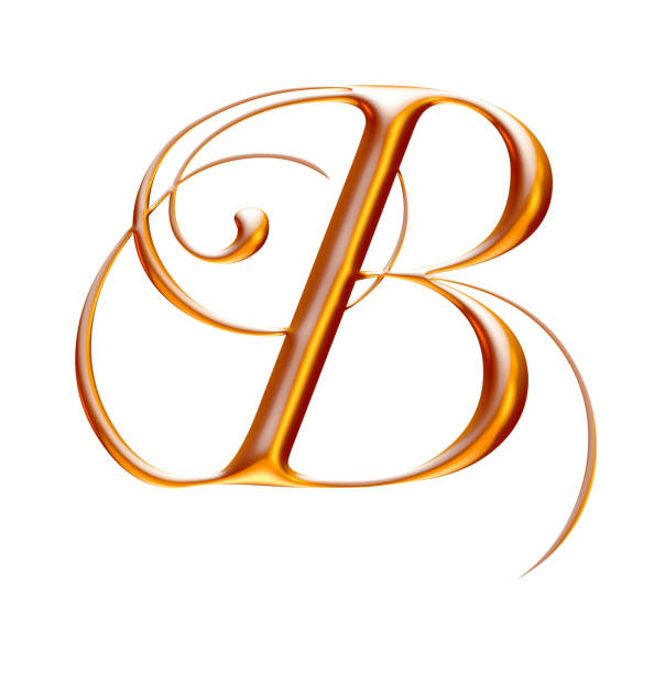 istock Golden alphabet, letter B, white background, beveled gold effect, 3d illustration 941737122