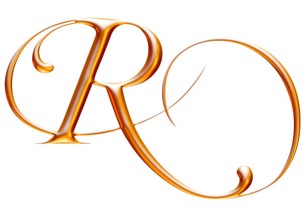 Golden alphabet, letter R, white background, beveled gold effect, 3d illustration