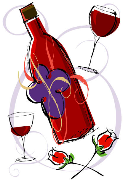 ilustrações de stock, clip art, desenhos animados e ícones de vinho tinto e rosas - vinhos do porto