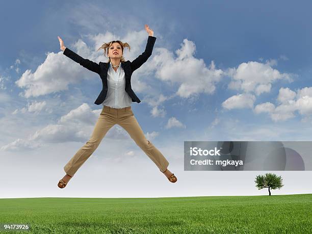 Jumping Girl Stock Photo - Download Image Now - 20-29 Years, Adult, Adults Only