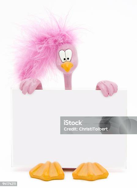 Ceramic Bird Holding Blank Sign Stock Photo - Download Image Now - Animal Neck, Beak, Bird