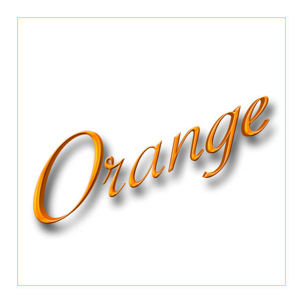Shiny Bright Colored Orange Text: Orange, 3D Illustration, Isolated Against the White Background.