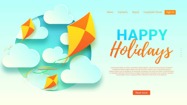 ilustrações de stock, clip art, desenhos animados e ícones de happy holidays web banner template - papagaio