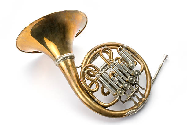 trompa de antiguidades - brass band french horn brass instrument music - fotografias e filmes do acervo