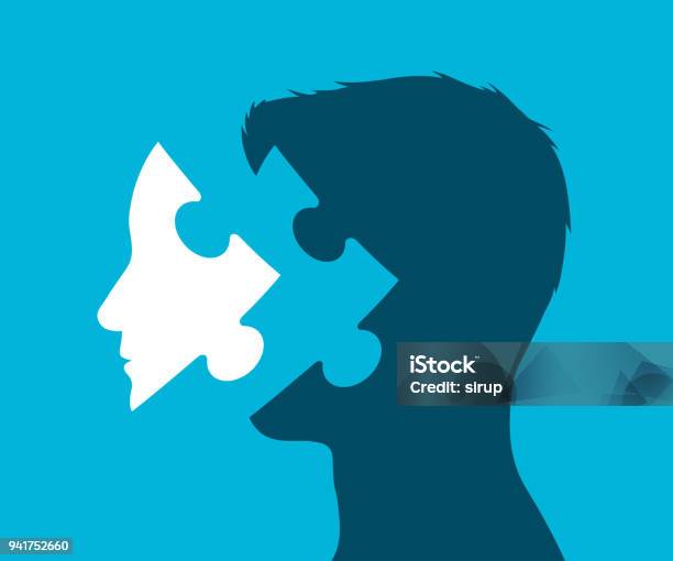 Illustration Of A Head With Missing Puzzle Piece Stock Illustration - Download Image Now - Incomplete, Human Face, One Person