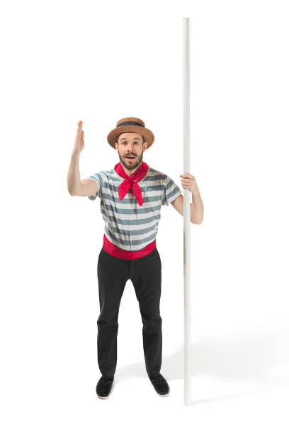 istock Caucasian man in traditional gondolier costume and hat 941757568