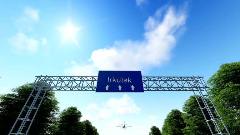 Airplane Arriving to Irkutsk in Russia