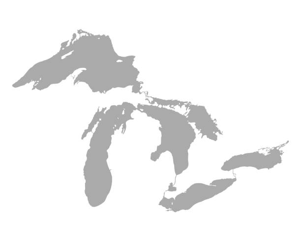 ilustrações de stock, clip art, desenhos animados e ícones de map of great lakes - great lakes