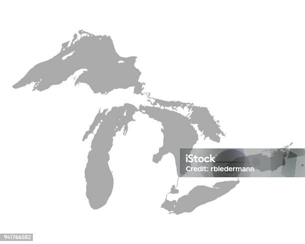 Map Of Great Lakes Stock Illustration - Download Image Now - Great Lakes, Map, Michigan